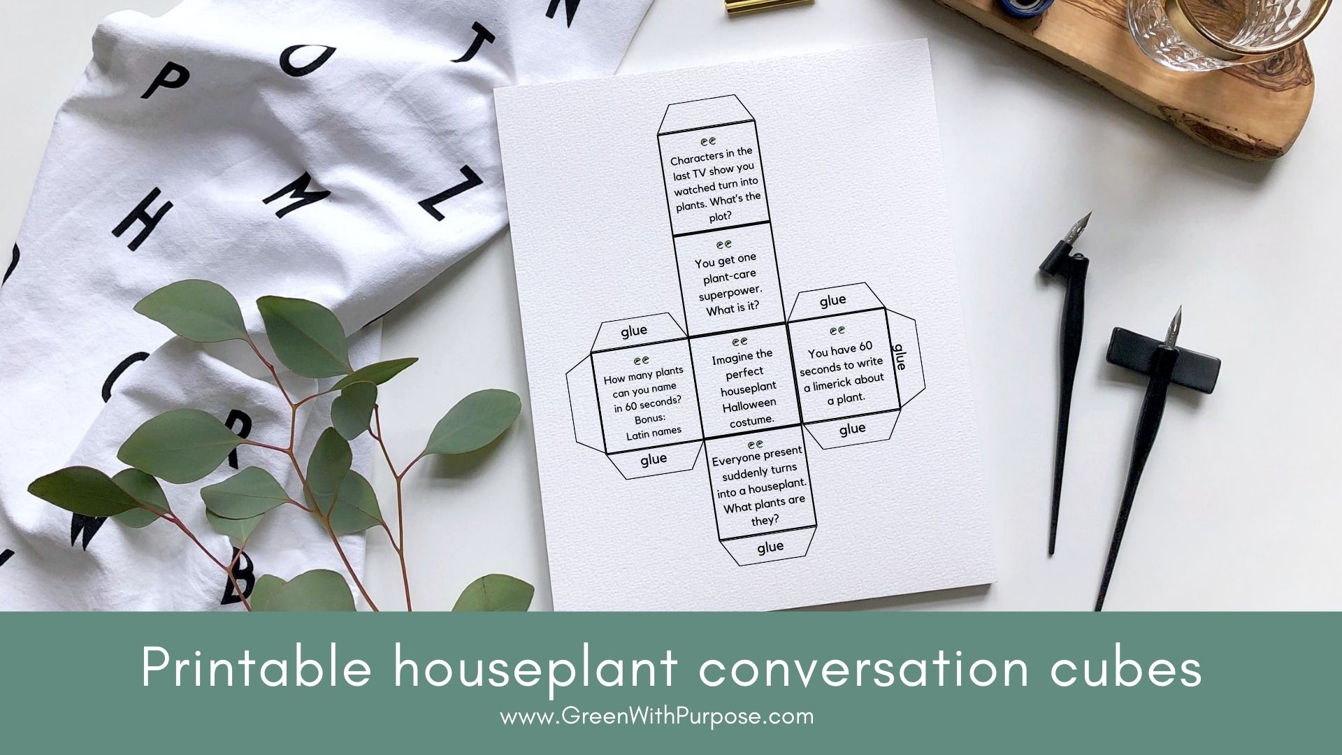 Houseplant conversation cubes (free templates)