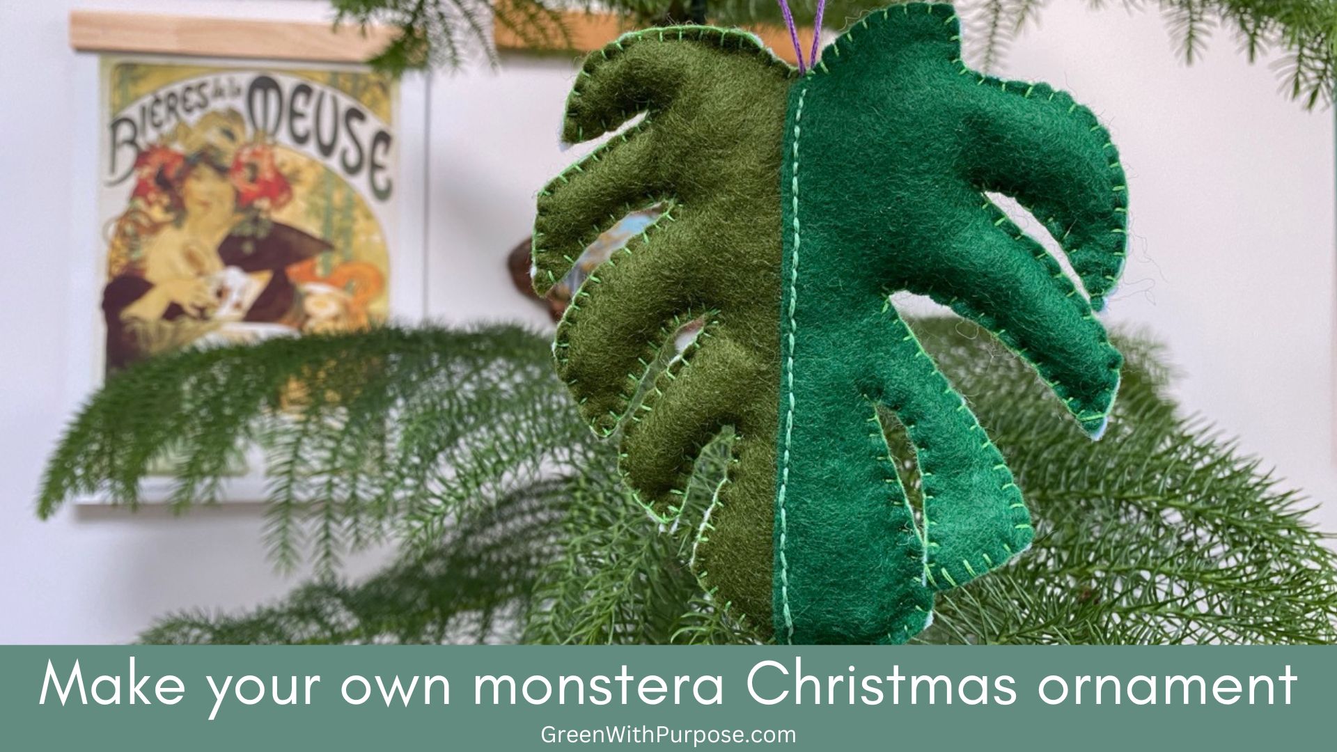 Make your own monstera Christmas ornament